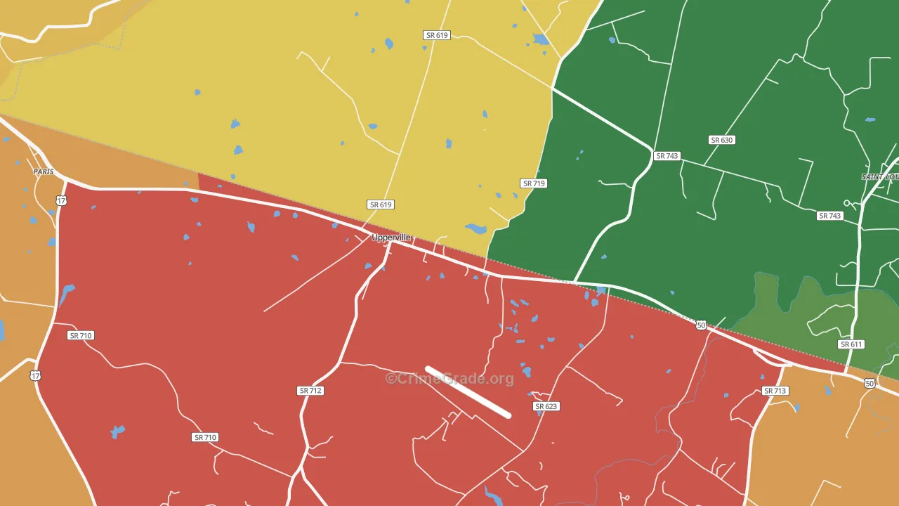 Upperville, VA Map of Burglary Rates