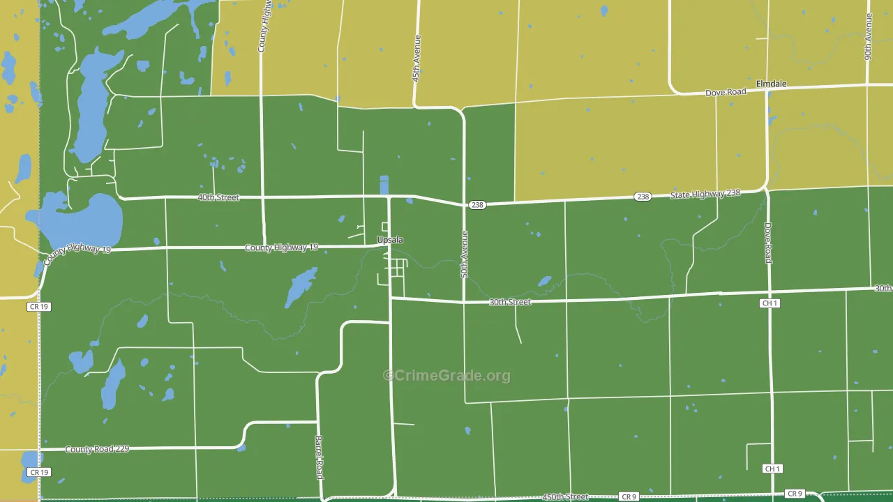 Upsala, MN Map of Burglary Rates