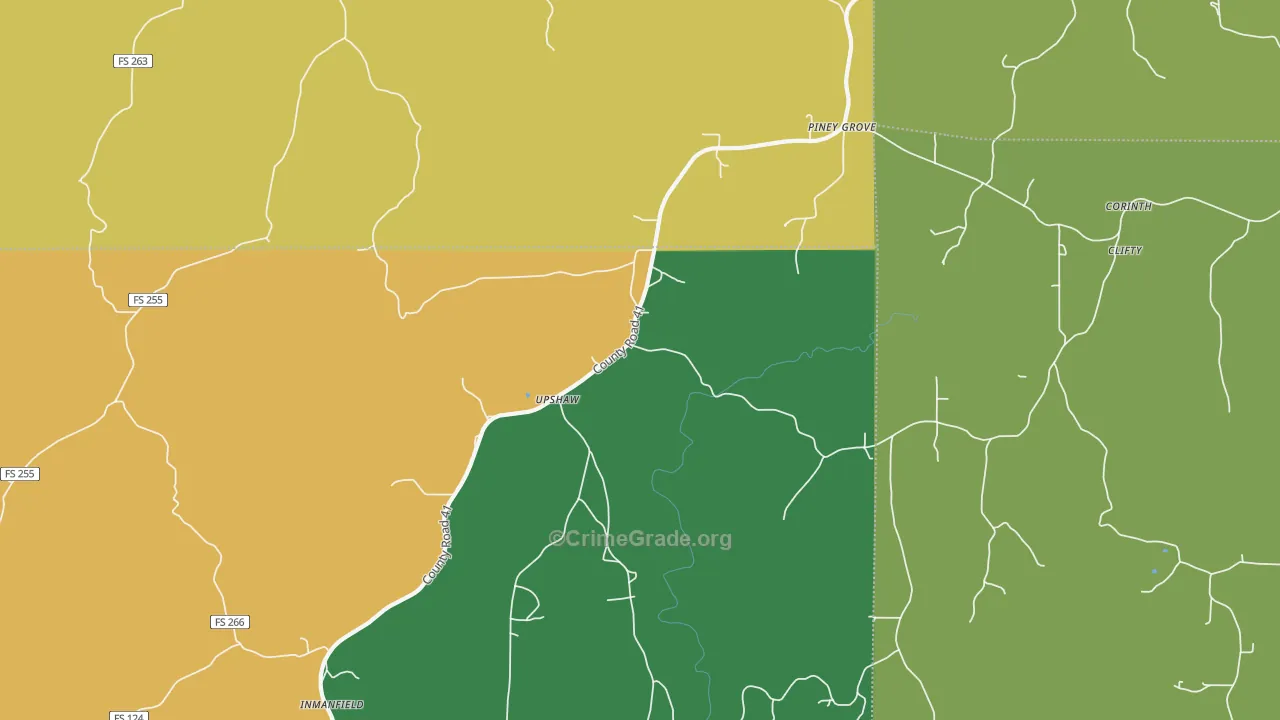 Upshaw, AL Map of Burglary Rates