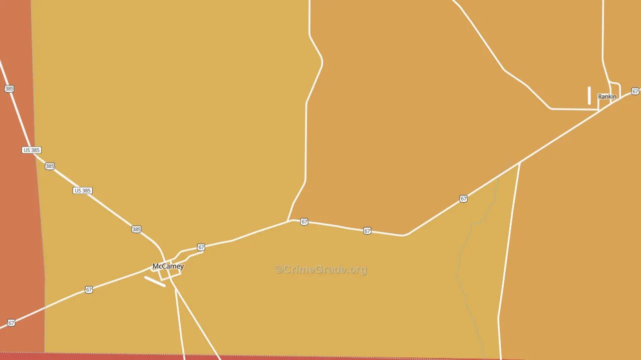 Upton County, TX Map of Burglary Rates