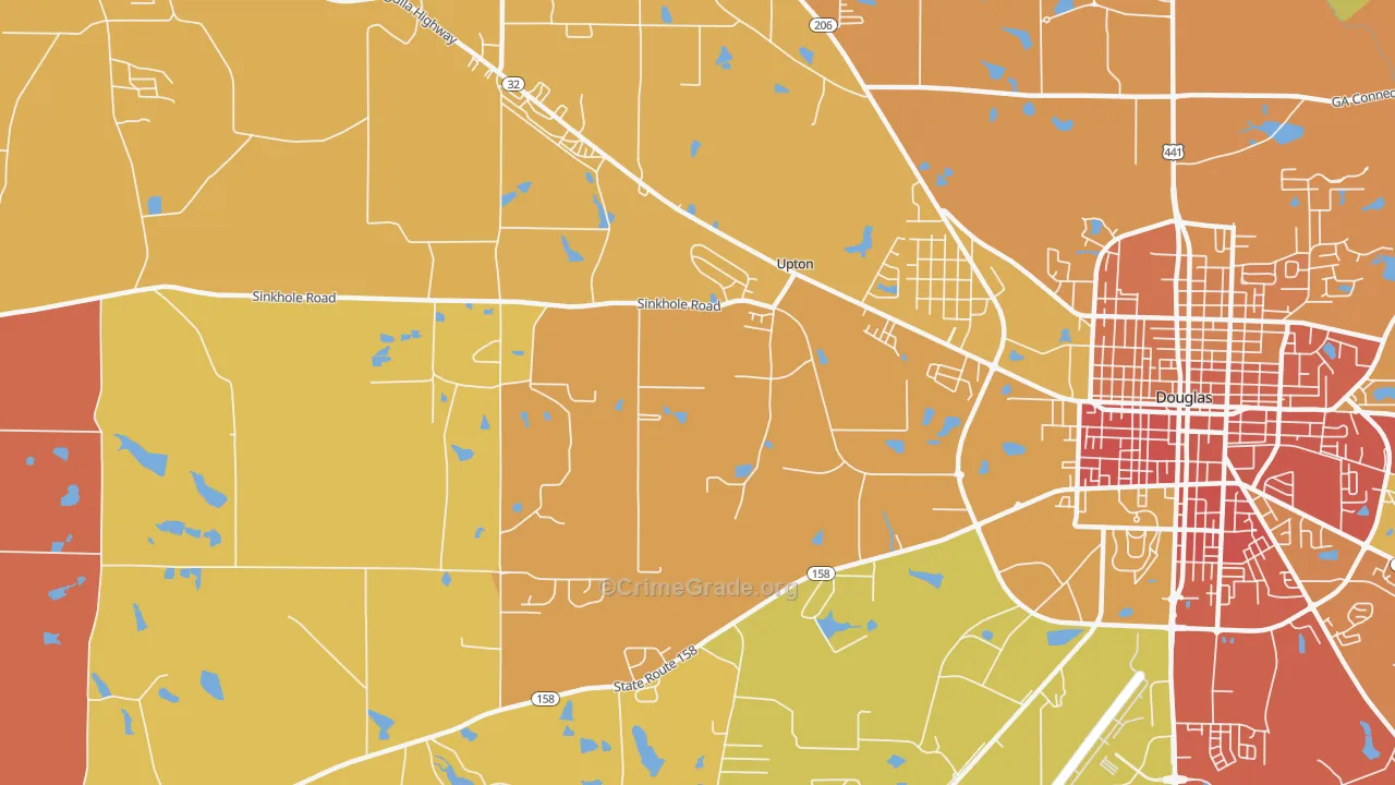 Upton, GA Map of Burglary Rates