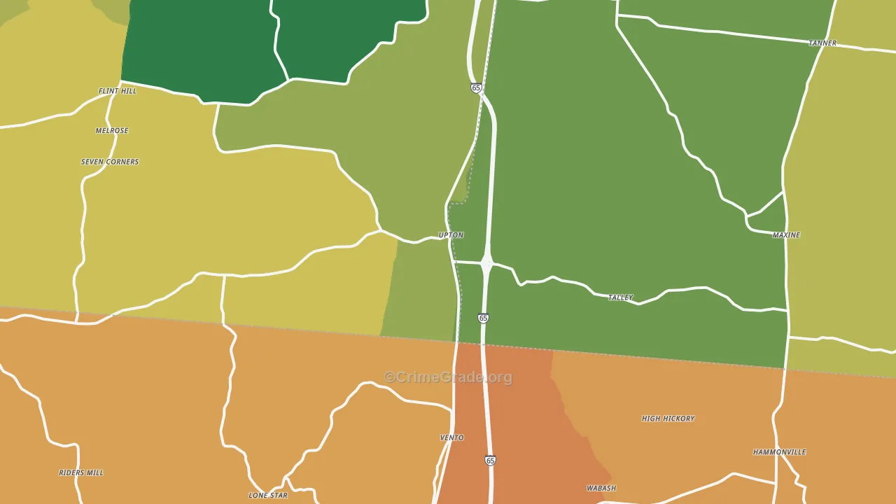 Upton, KY Map of Burglary Rates