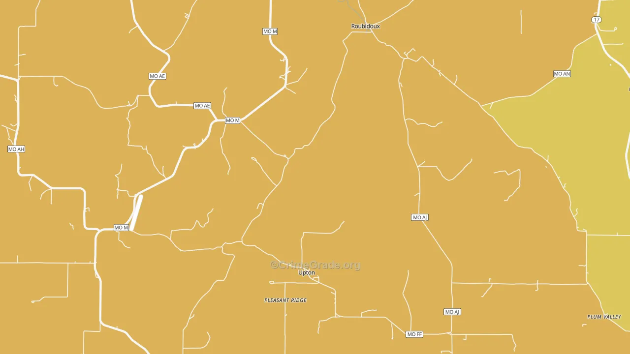 Upton, MO Map of Burglary Rates