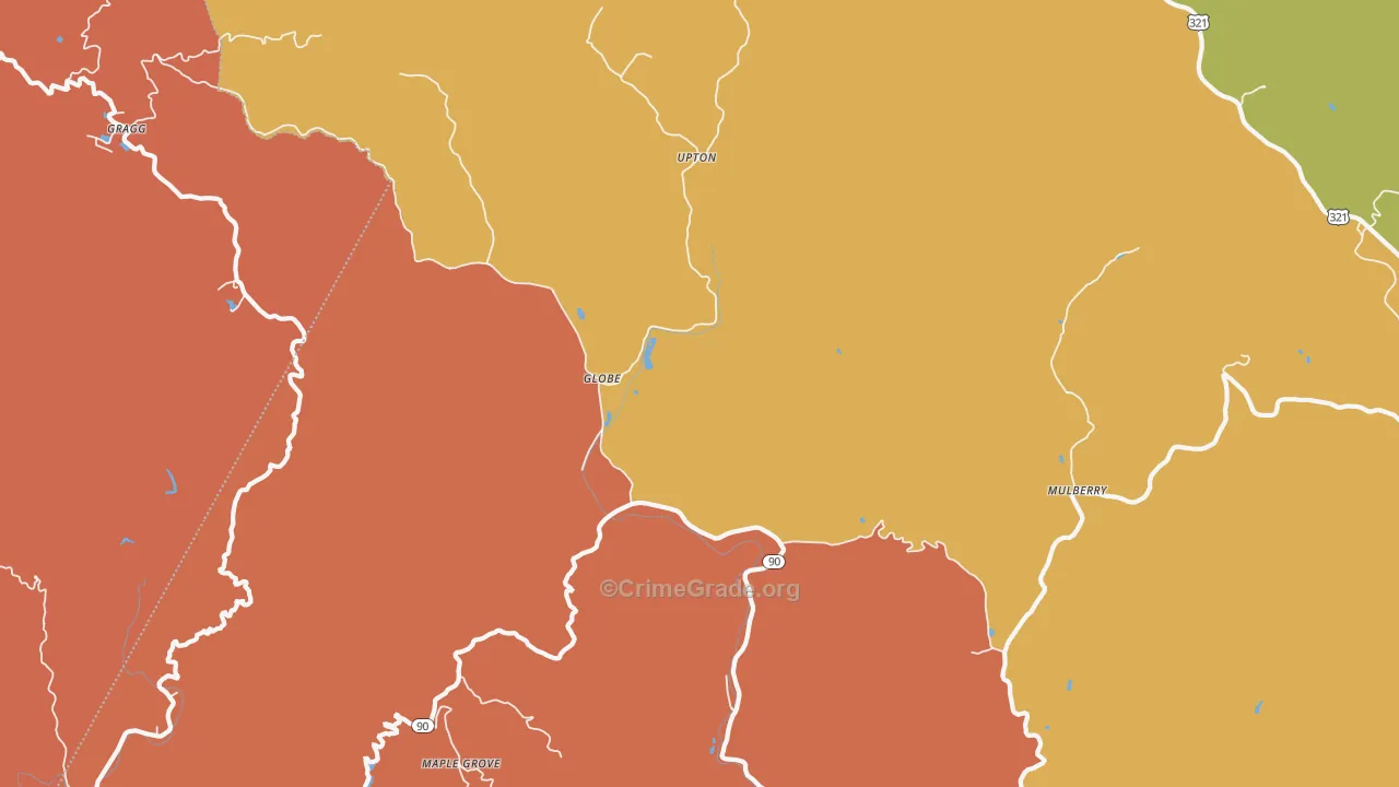 Upton, NC Map of Burglary Rates