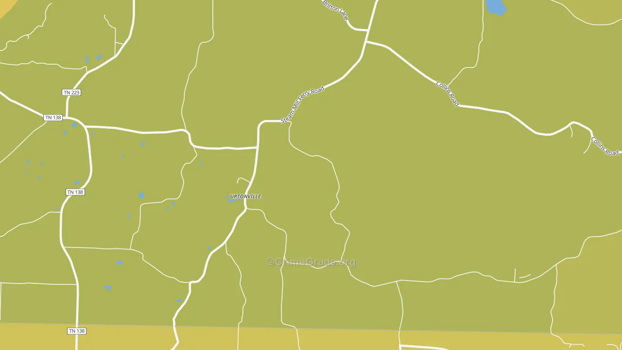 Uptonville, TN Map of Burglary Rates