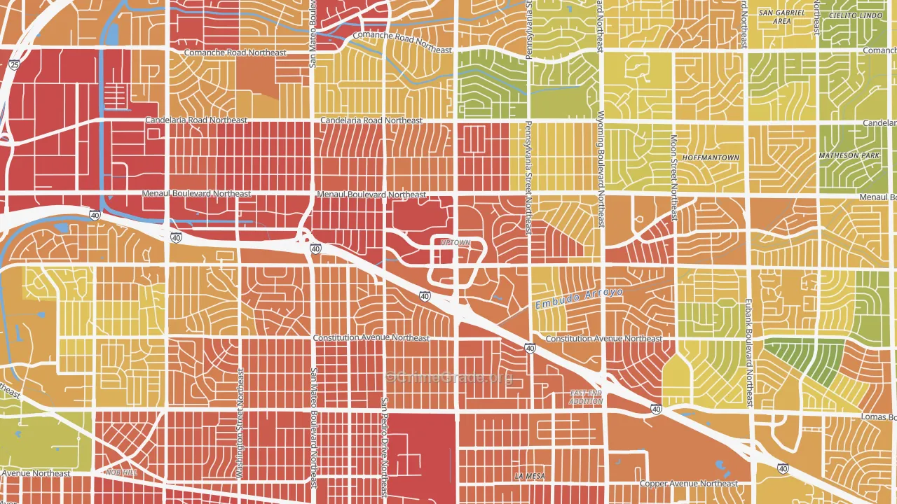 Uptown, Albuquerque, NM Map of Burglary Rates