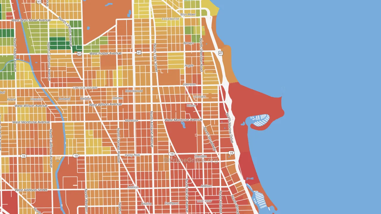 Uptown, Chicago, IL Map of Burglary Rates