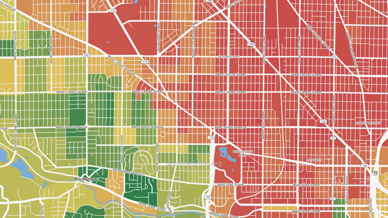 Uptown, Milwaukee, WI Map of Burglary Rates