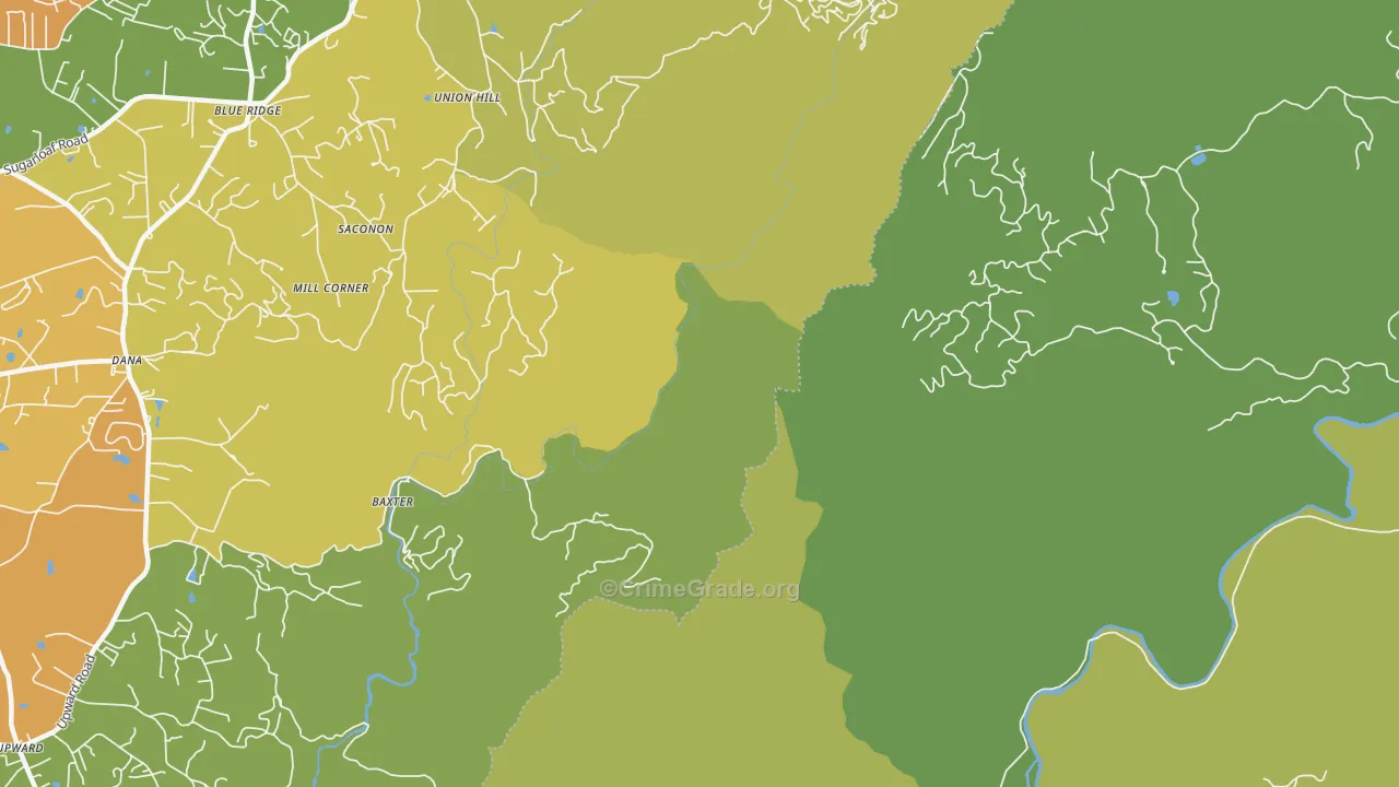 Upward, NC Map of Burglary Rates