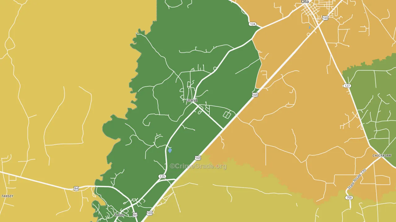 Urania, LA Map of Burglary Rates