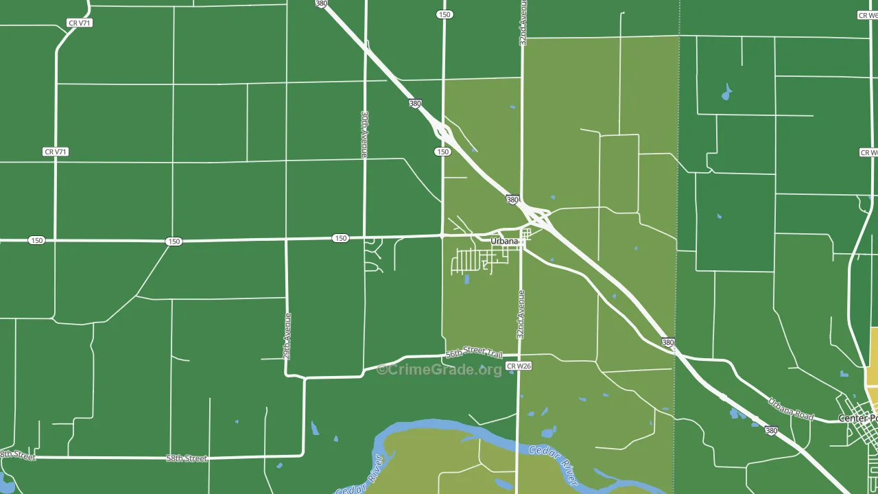 Urbana, IA Map of Burglary Rates