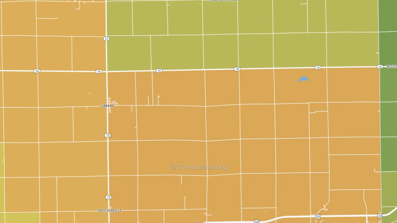 Urbana, IN Map of Burglary Rates