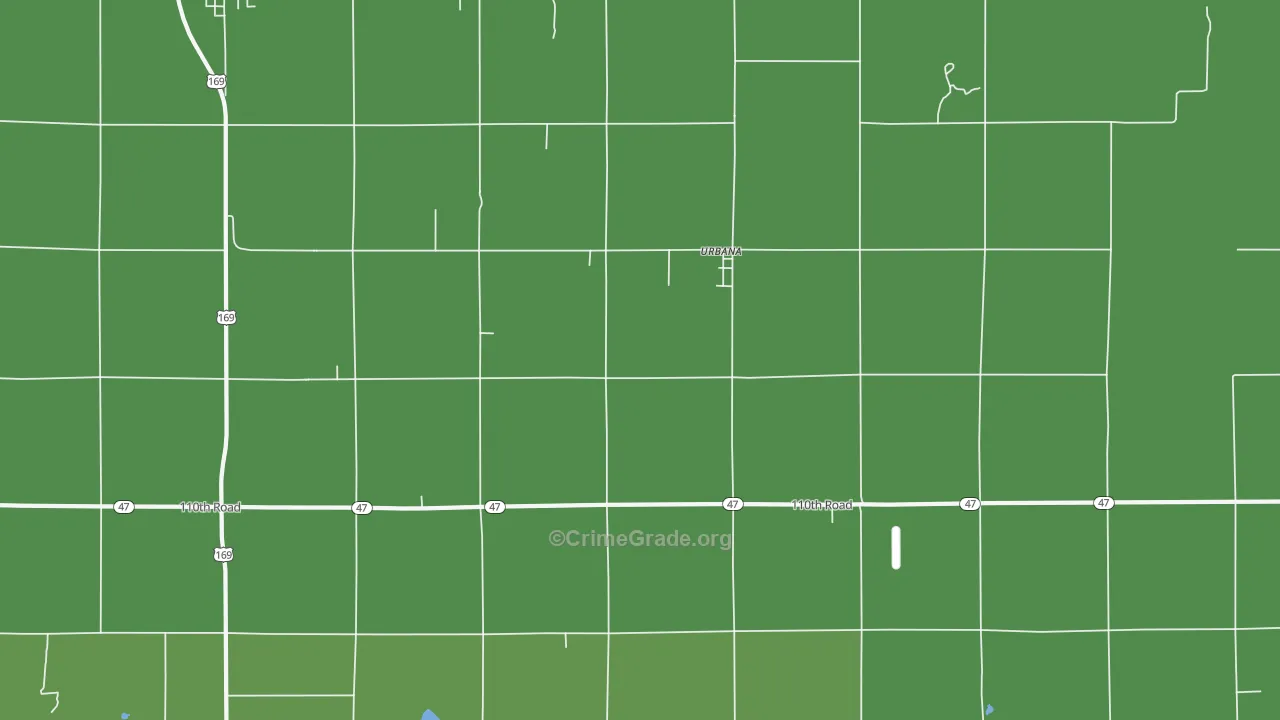 Urbana, KS Map of Burglary Rates