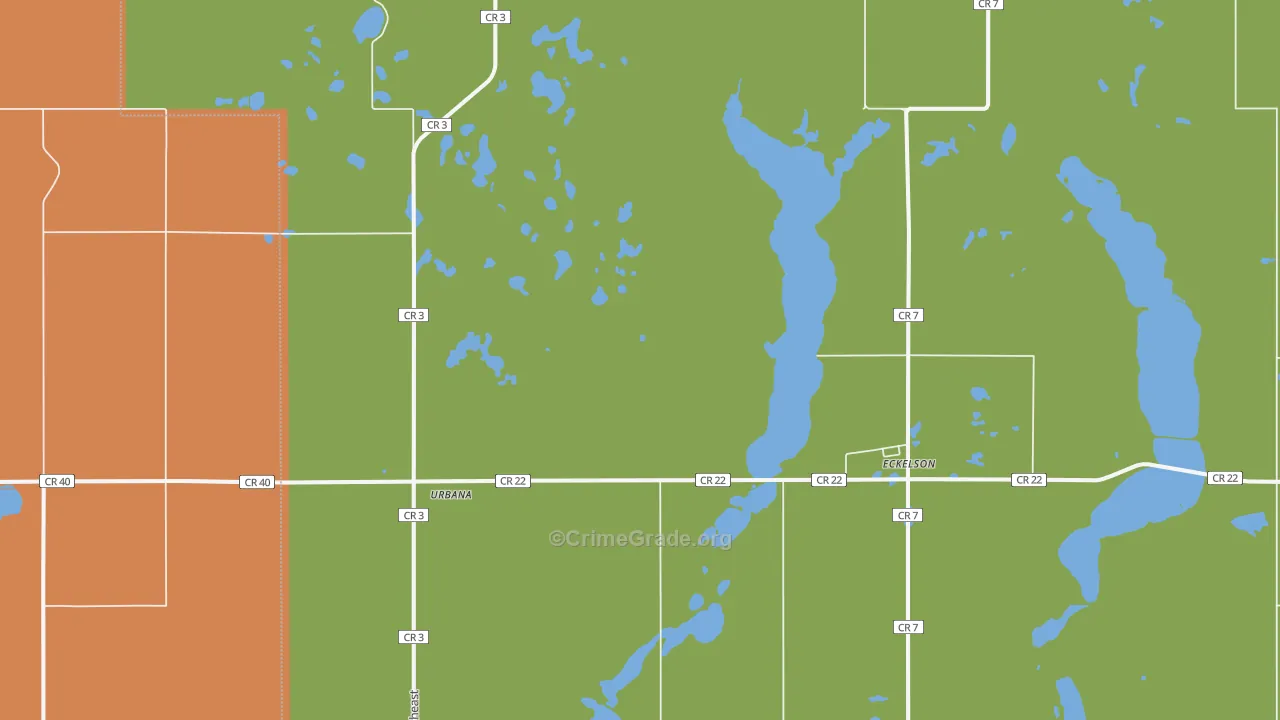 Urbana, ND Map of Burglary Rates