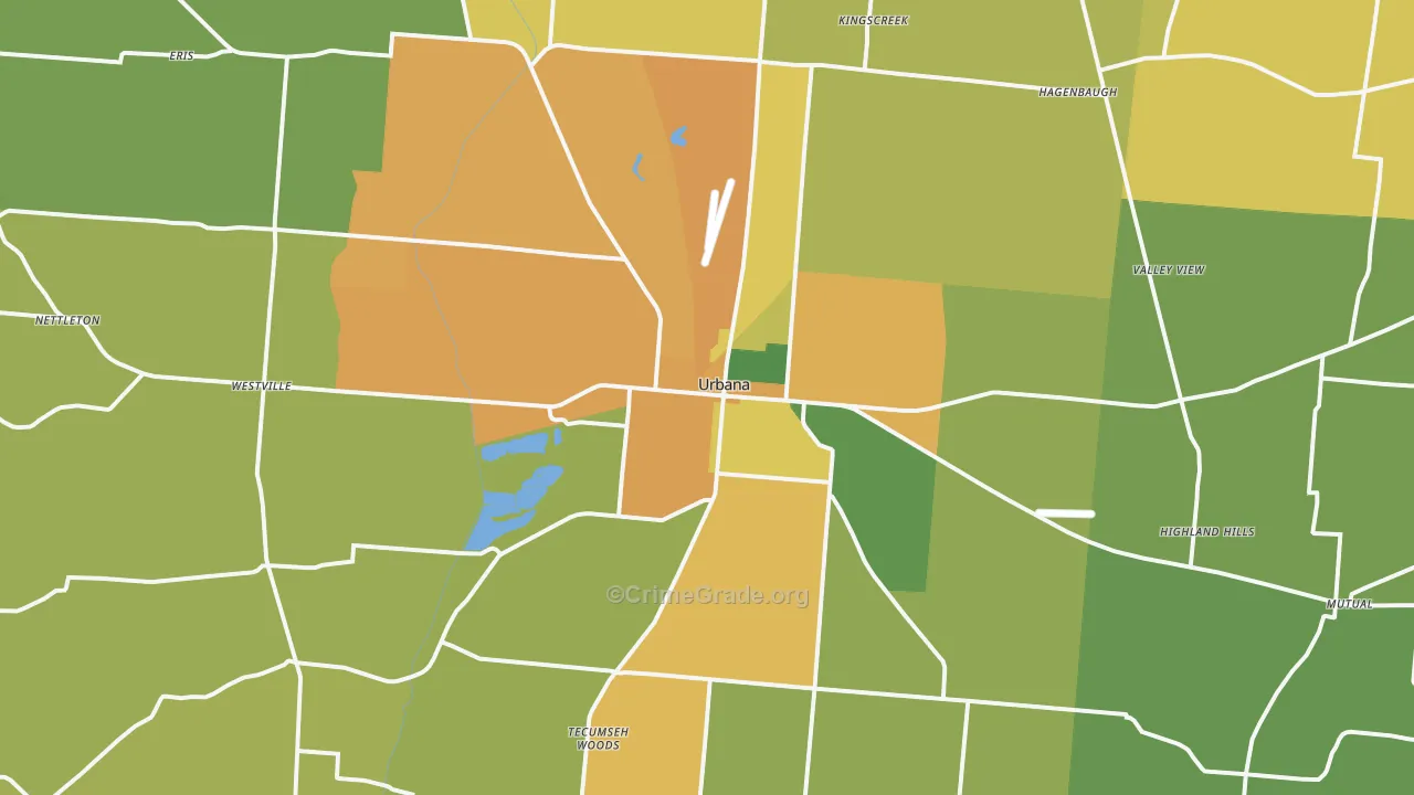 Urbana, OH Map of Burglary Rates