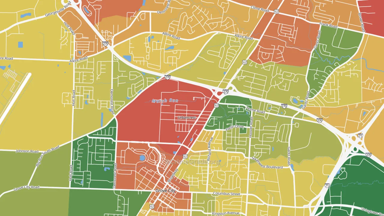 Urbancrest, OH Map of Burglary Rates
