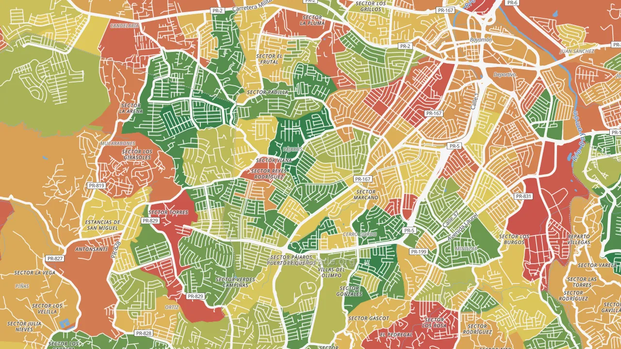 Urbanizacion Bayamon Gdns, Bayamon, PR Map of Burglary Rates
