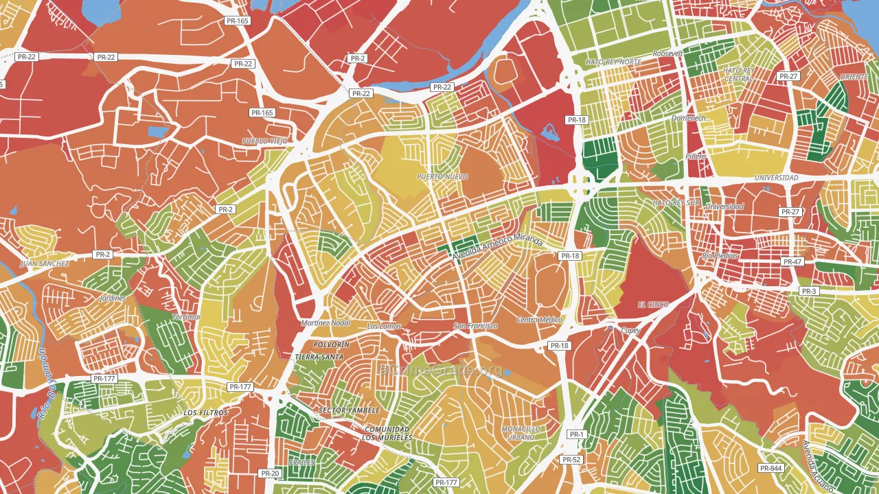 Urbanizacion Caparra Terrace, San Juan, PR Map of Burglary Rates