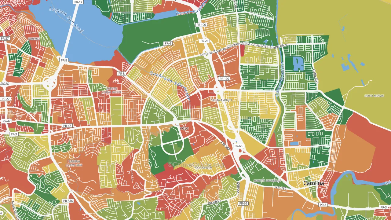Urbanizacion El Comandante, Carolina, PR Map of Burglary Rates