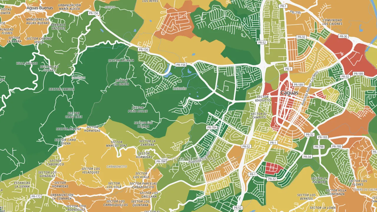 Urbanizacion El Valle At Los Prados, Caguas, PR Map of Burglary Rates