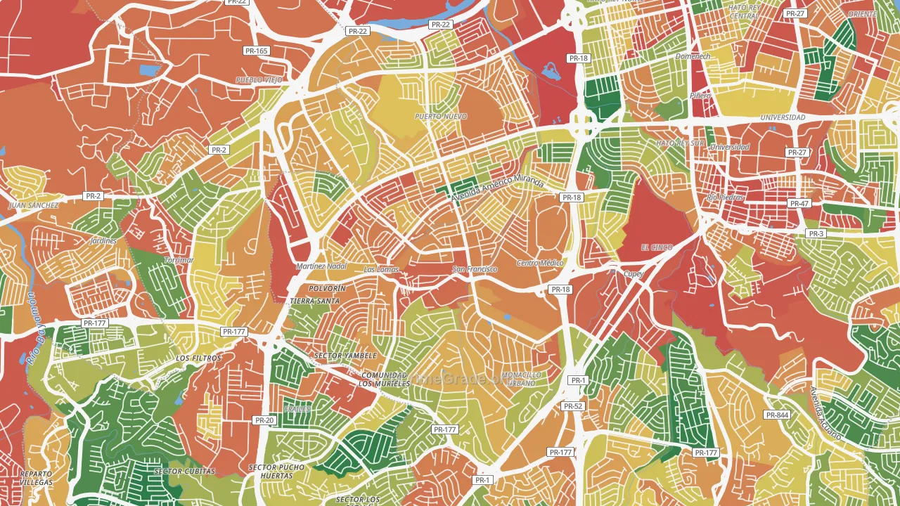 Urbanizacion La Riviera, San Juan, PR Map of Burglary Rates