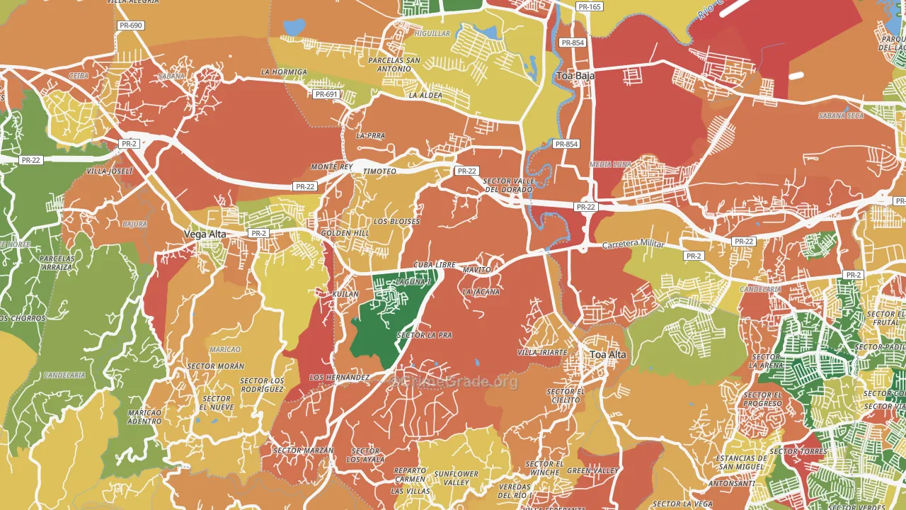 Urbanizacion Las Colinas, Dorado, PR Map of Burglary Rates