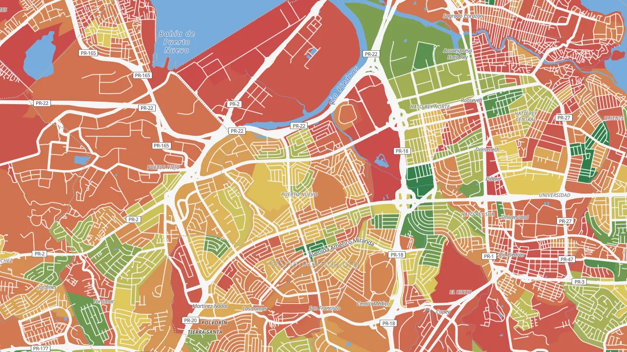 Urbanizacion Puerto Nuevo, San Juan, PR Map of Burglary Rates