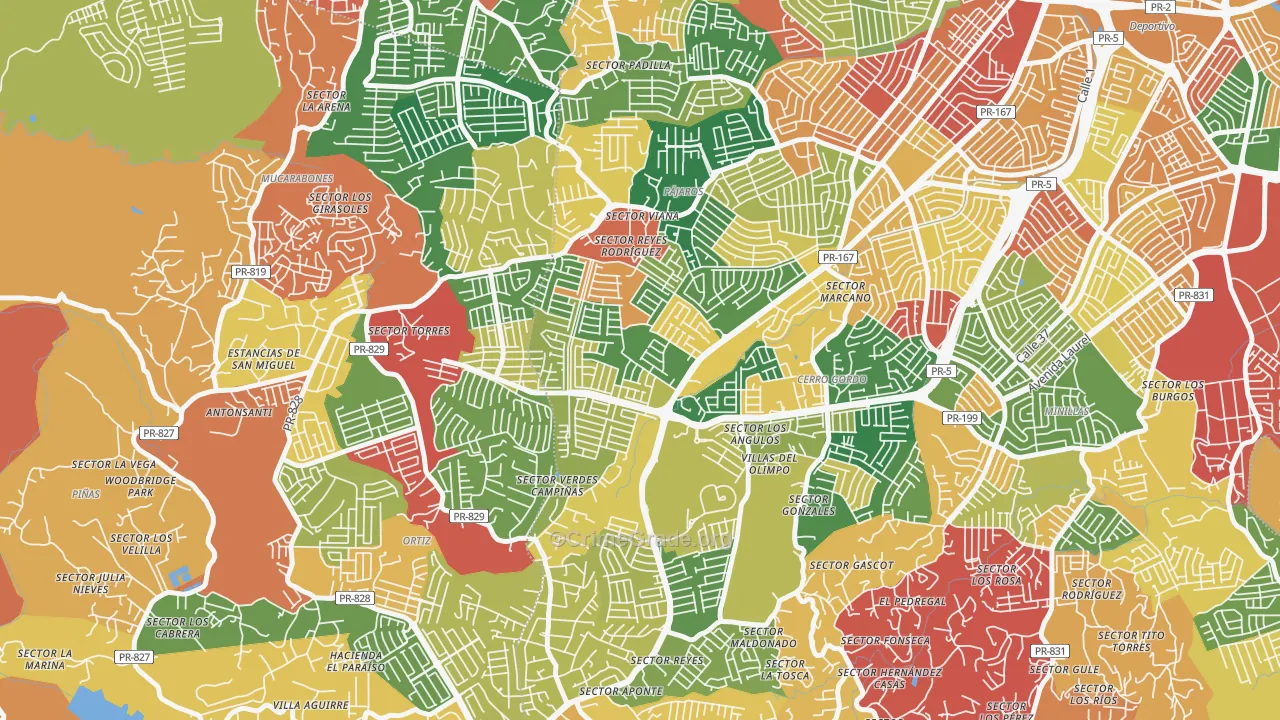 Urbanizacion Rexville, Bayamon, PR Map of Burglary Rates
