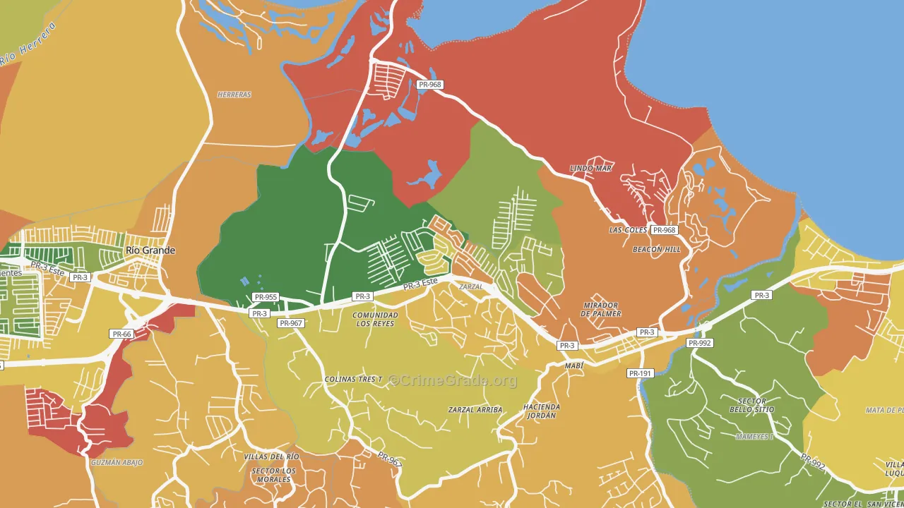 Urbanizacion Rio Grande Estates, Rio Grande, PR Map of Burglary Rates