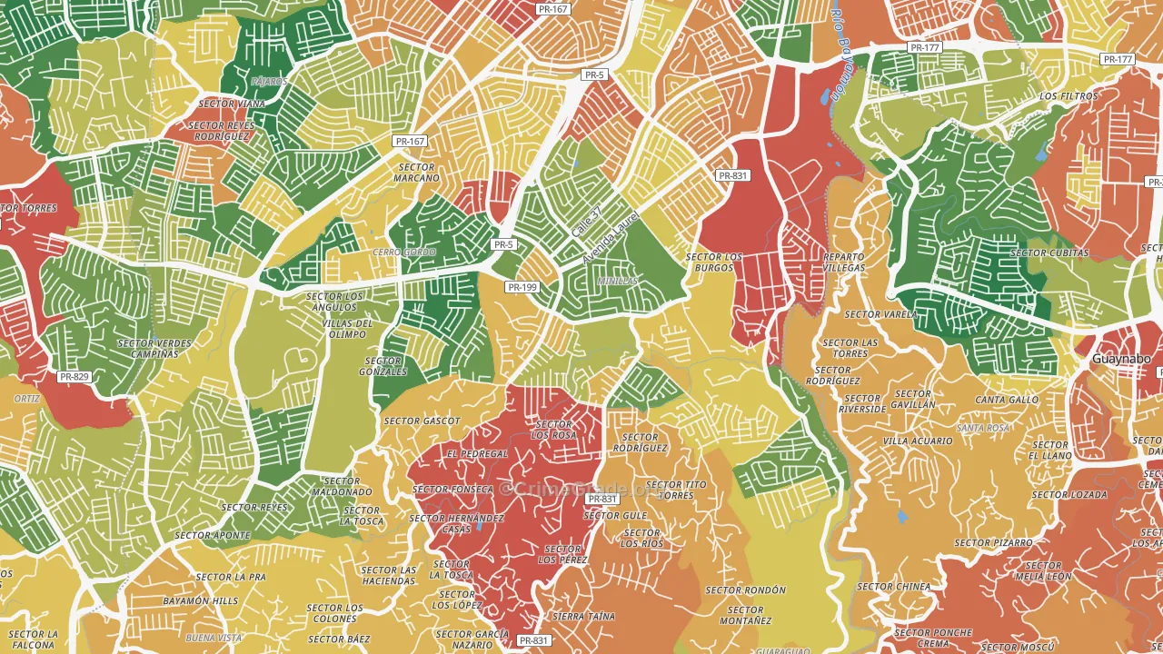 Urbanizacion Santa Juanita, Bayamon, PR Map of Burglary Rates