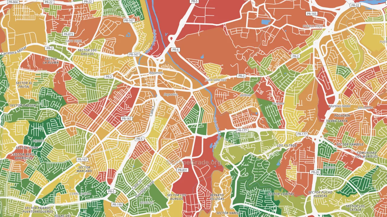 Urbanizacion Santa Rosa, Bayamon, PR Map of Burglary Rates