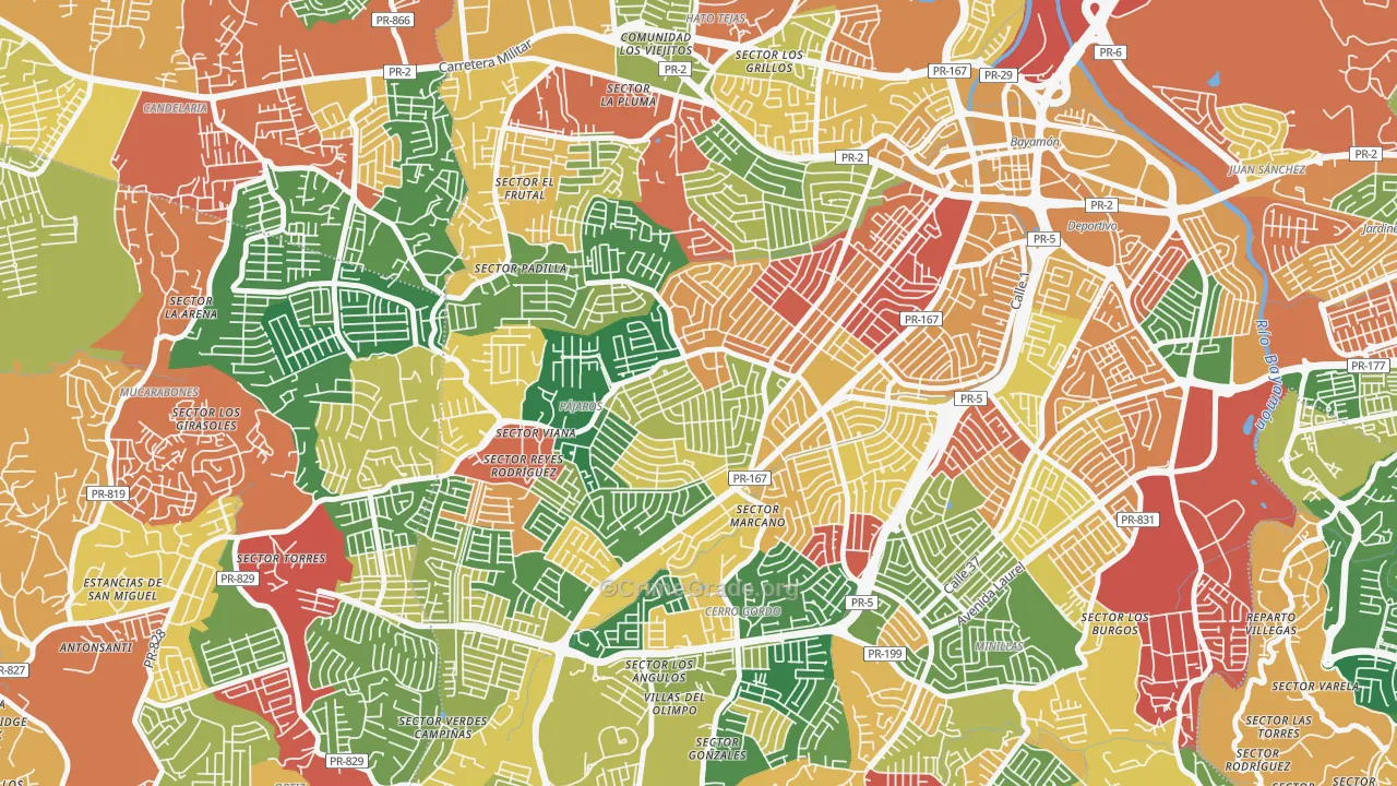 Urbanizacion Sierra Linda, Bayamon, PR Map of Burglary Rates