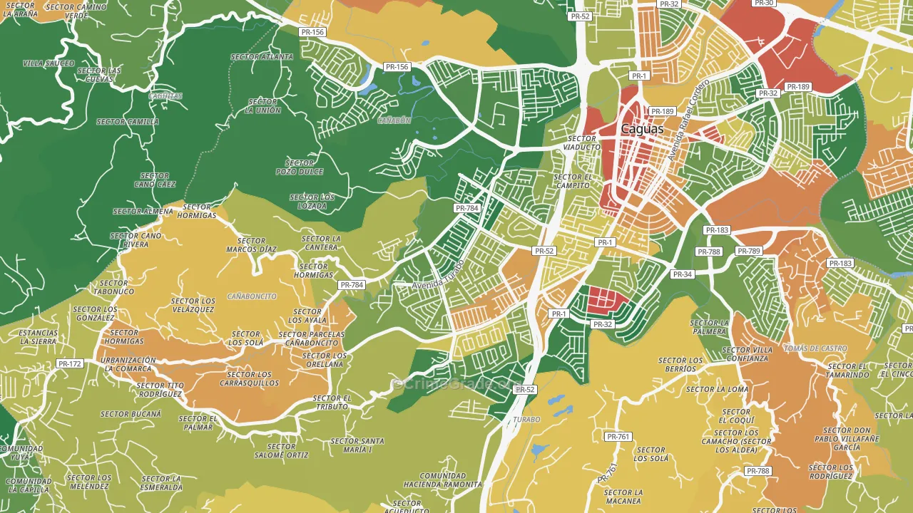 Urbanizacion Turabo Gdns, Caguas, PR Map of Burglary Rates