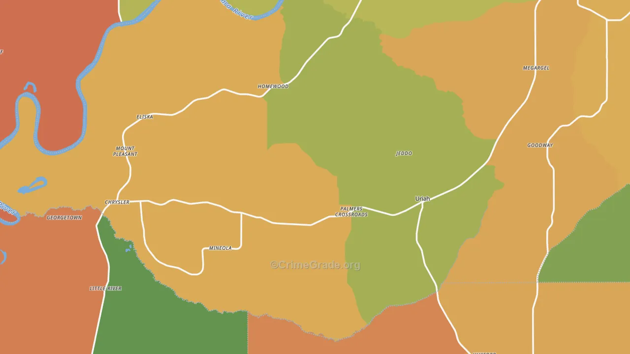 Uriah, AL Map of Burglary Rates