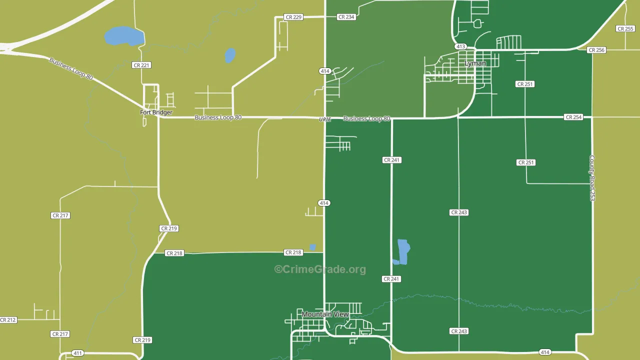 Urie, WY Map of Burglary Rates