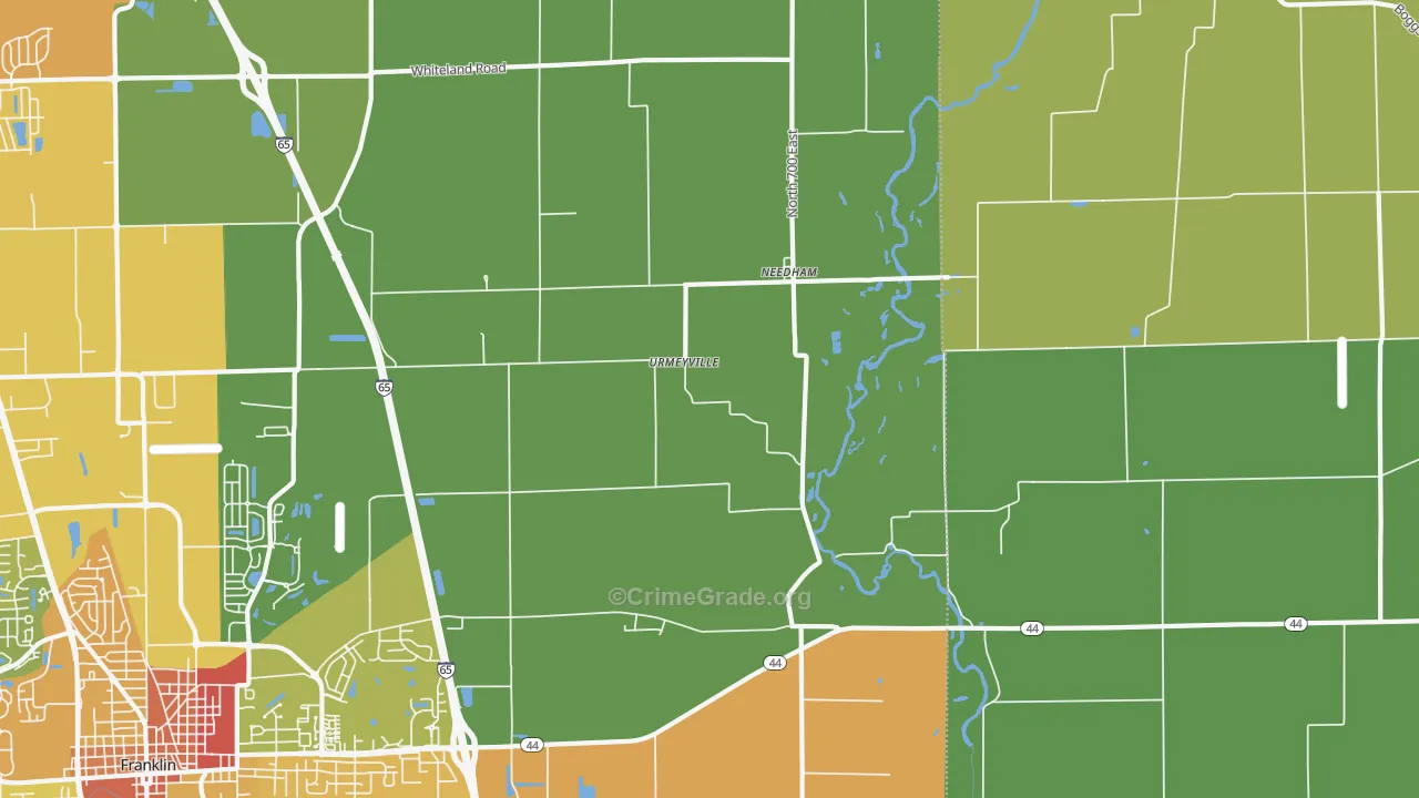 Urmeyville, IN Map of Burglary Rates