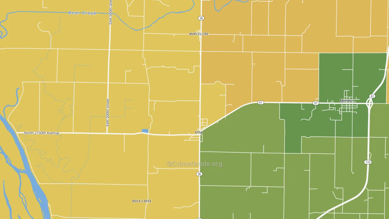 Ursa, IL Map of Burglary Rates