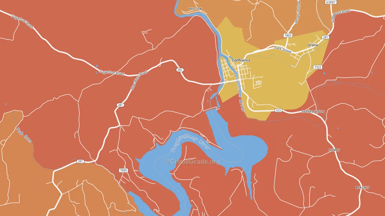 Ursina Junction, PA Map of Burglary Rates