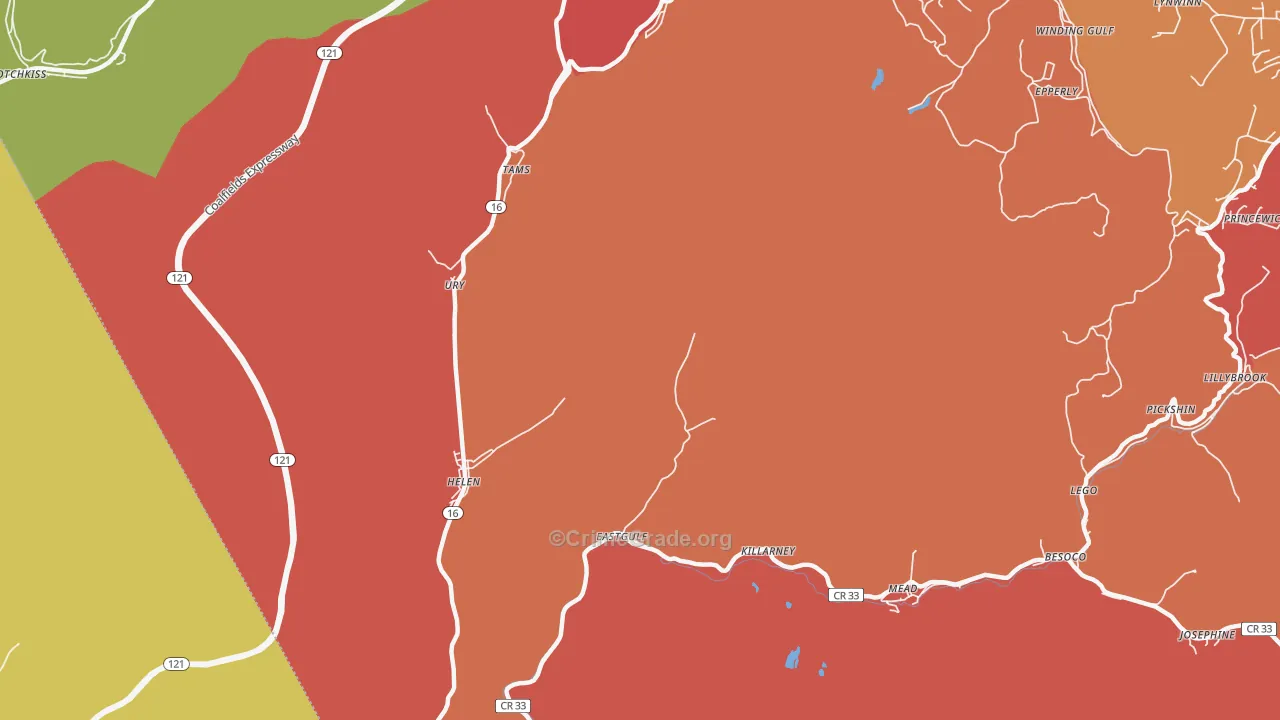 Ury, WV Map of Burglary Rates