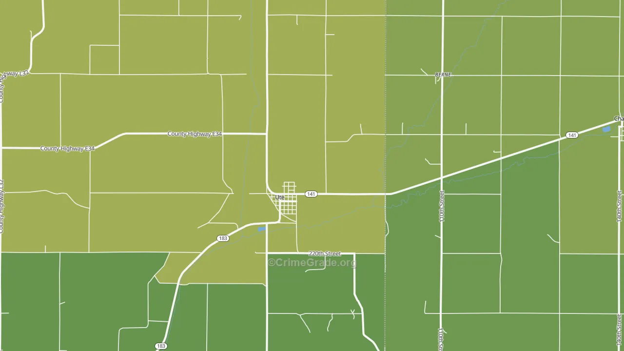 Ute, IA Map of Burglary Rates