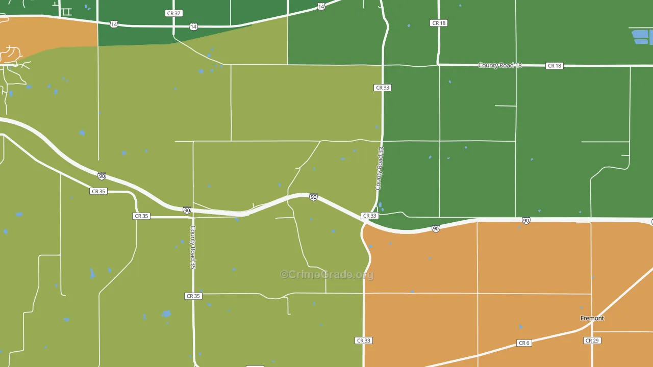 Utica, MN Map of Burglary Rates