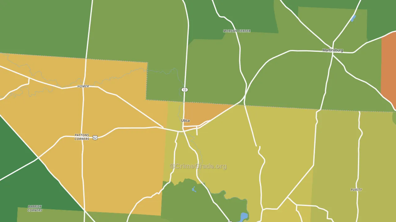 Utica, OH Map of Burglary Rates