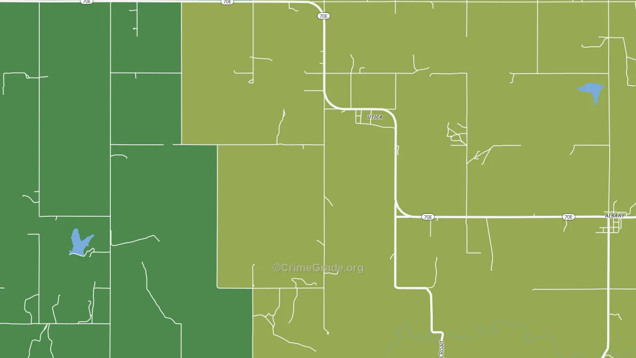 Utica, OK Map of Burglary Rates