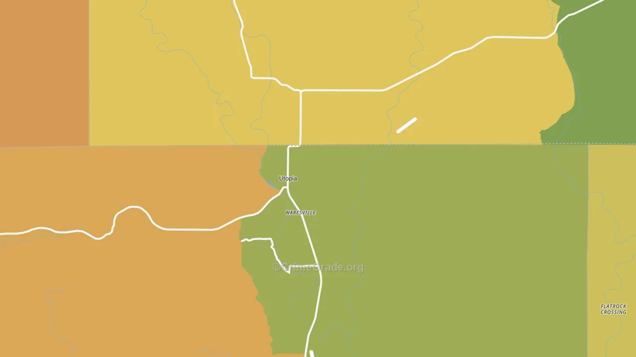 Utopia, TX Map of Burglary Rates