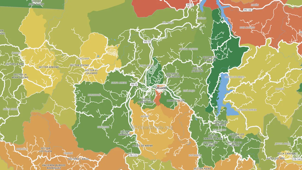 Utuado Municipio, PR Map of Burglary Rates