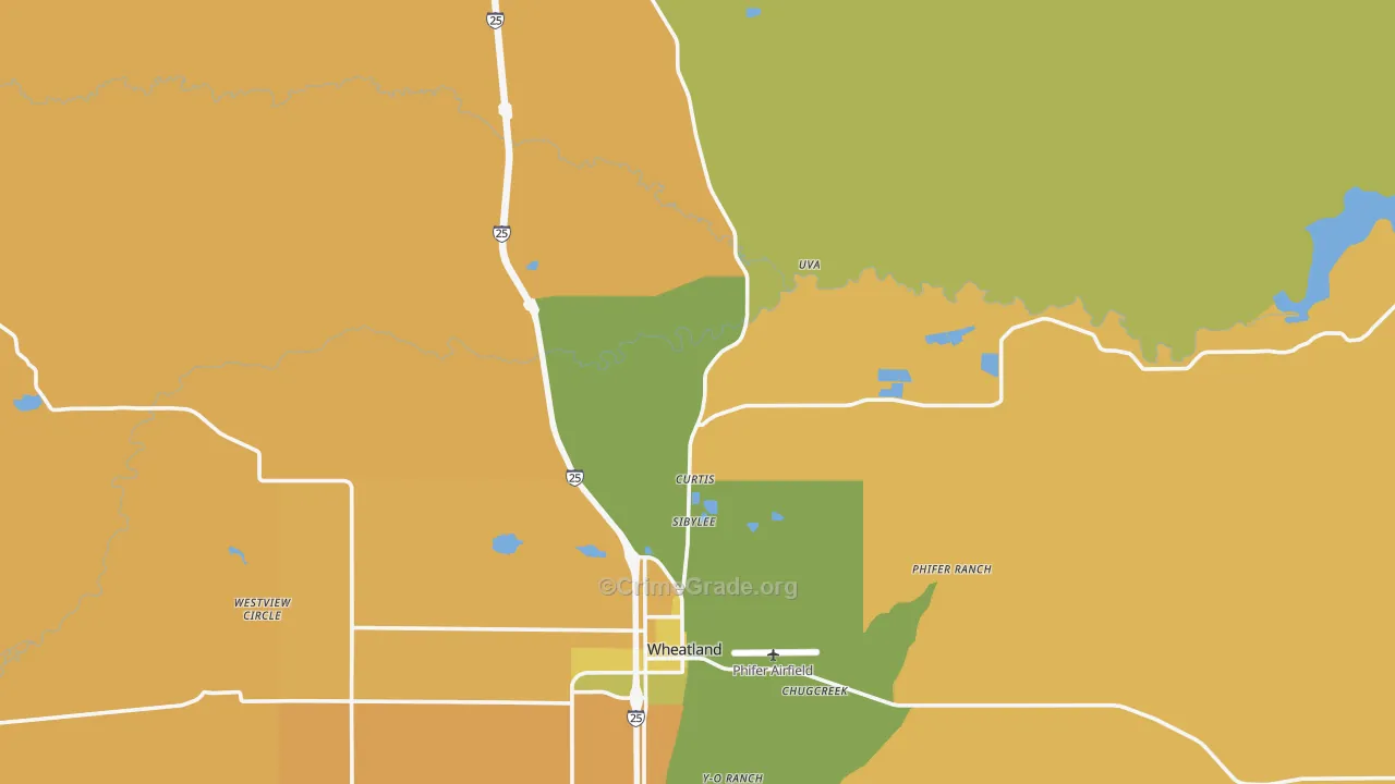Uva, WY Map of Burglary Rates