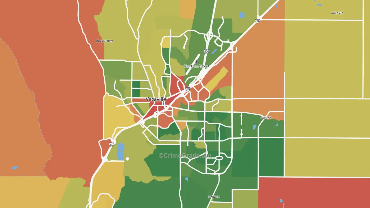 Vacaville, CA Map of Burglary Rates