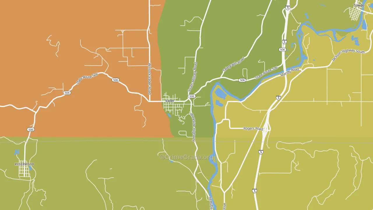 Vader, WA Map of Burglary Rates