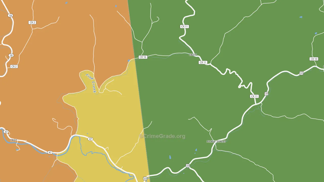 Vadis, WV Map of Burglary Rates