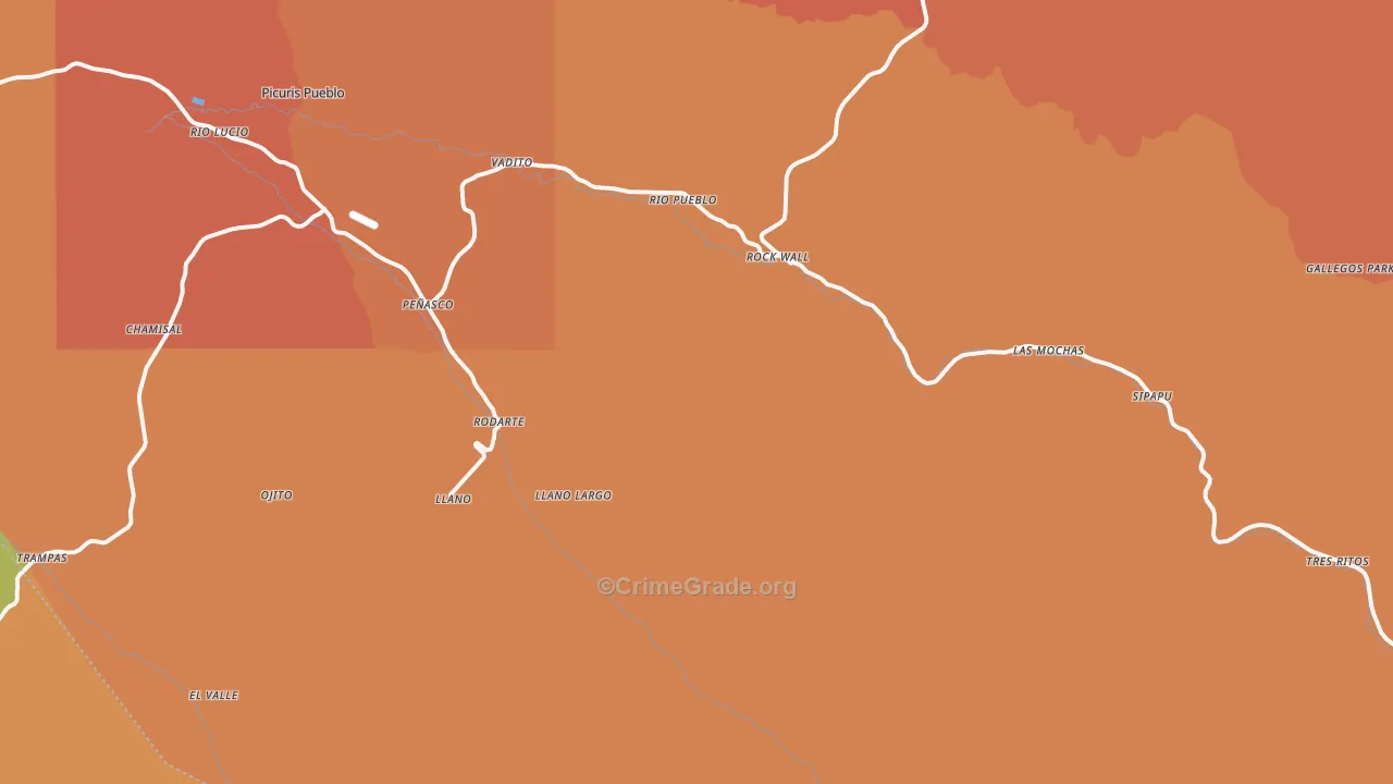 Vadito, NM Map of Burglary Rates